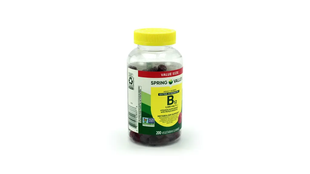 vitamin b12 injection vegetarian Spring Valley Extra Strength Vitamin B12 Supplement, Raspberry Flavor, 3000 mcg, 200 Count, Vegetarian Gummies for Metabolism Support