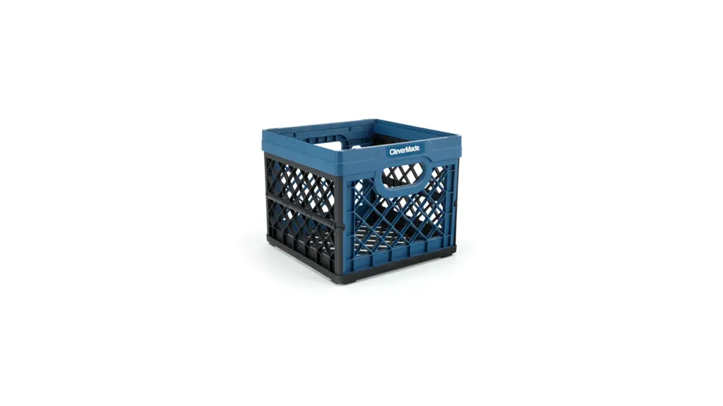 CleverMade Collapsible Eco Plastic Milk Crate, Folding Storage Bin