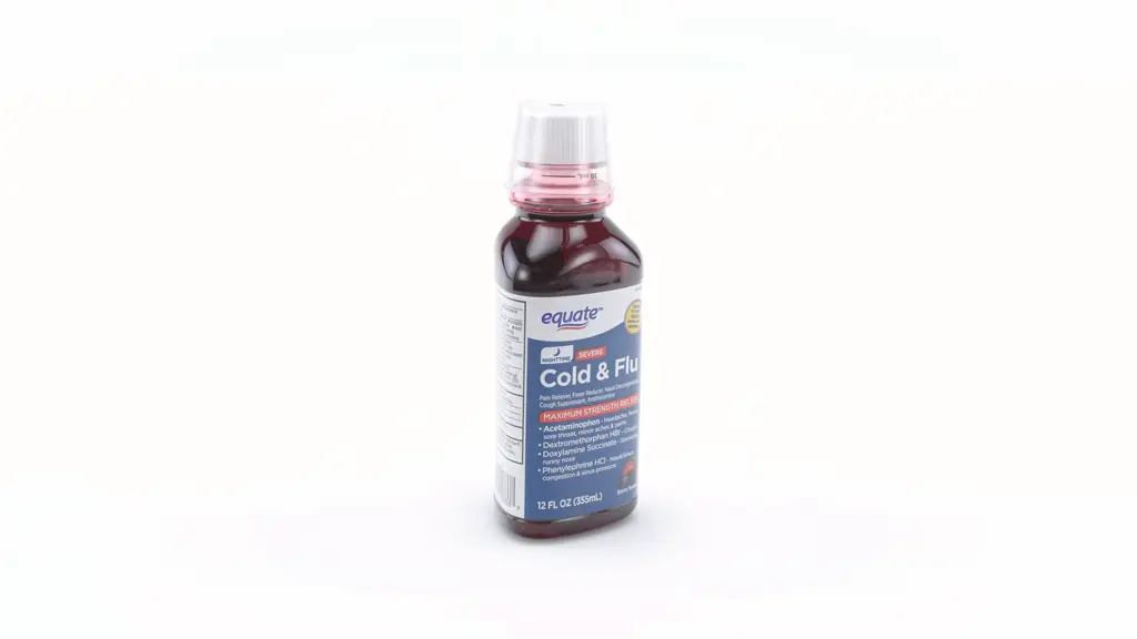 Equate Maximum Strength Night Time Cold and Flu Medicine, Berry Flavor, 12 fl oz, Cough and Cold Medicine for Adults, Compare to Vicks® NyQuil® Severe Active Ingredients