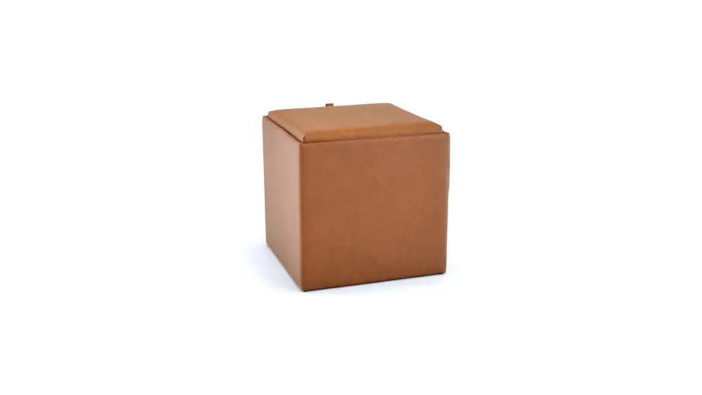 Mainstays Large Cube Storage Ottoman, 20 inch, Camel Faux Leather