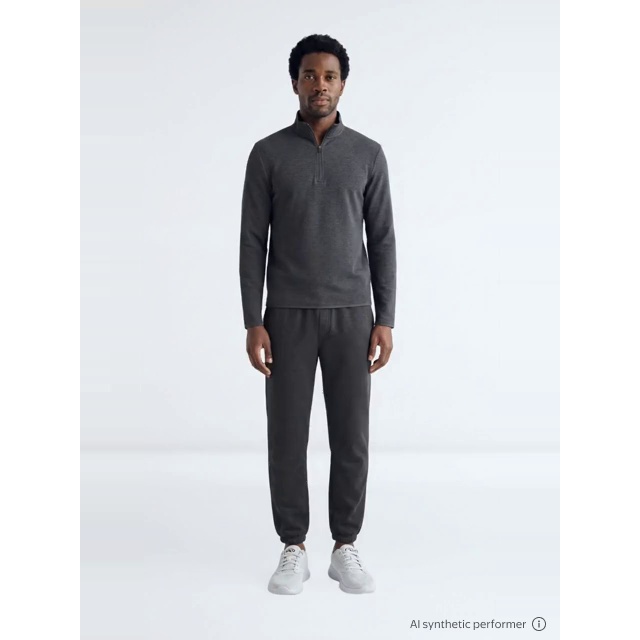 thumbnail enriched-apparel-video image 2 of Athletic Works Men's and Big Men's Fusion Double Knit Quarter Zip Sweatshirt Jacket, Sizes S-3XL, 2 of 6