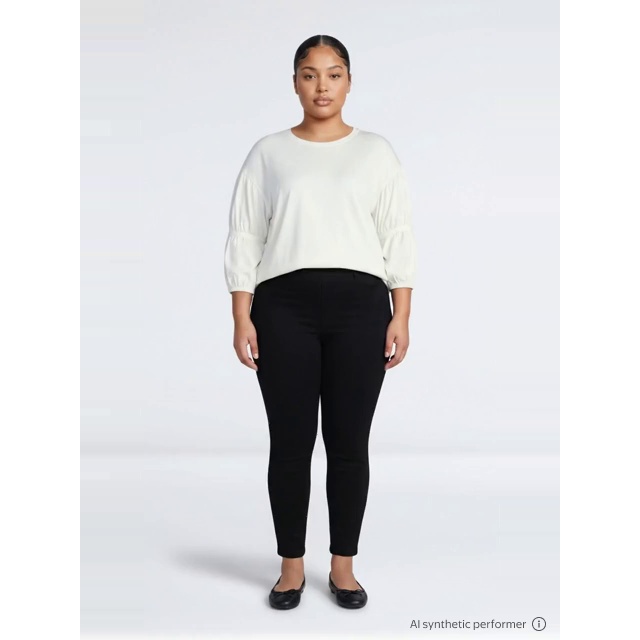 thumbnail enriched-apparel-video image 2 of Terra & Sky Women's Plus Size Pull On High Rise Skinny Jeggings, 28" Inseam, Sizes 0X-5X, 2 of 6