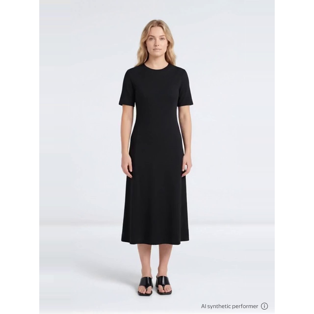 thumbnail enriched-apparel-video image 2 of Time and Tru Women's and Women's Plus Seamed Cotton Midi Dress, Sizes XS-4X, 2 of 6