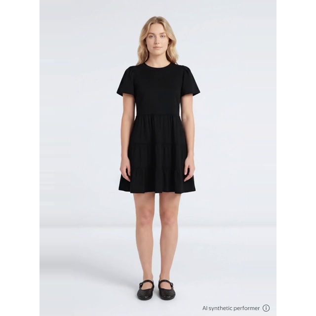 thumbnail enriched-apparel-video image 2 of Time and Tru Women's and Women’s Plus Cotton Swing Dress with Short Sleeves, Sizes XS-4X, 2 of 8