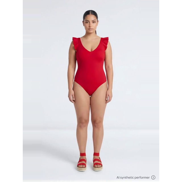 thumbnail enriched-apparel-video image 2 of Time and Tru Women's and Women's Plus Size Ruffle Strap One Piece Swimsuit, Sizes XS-3X, 2 of 6