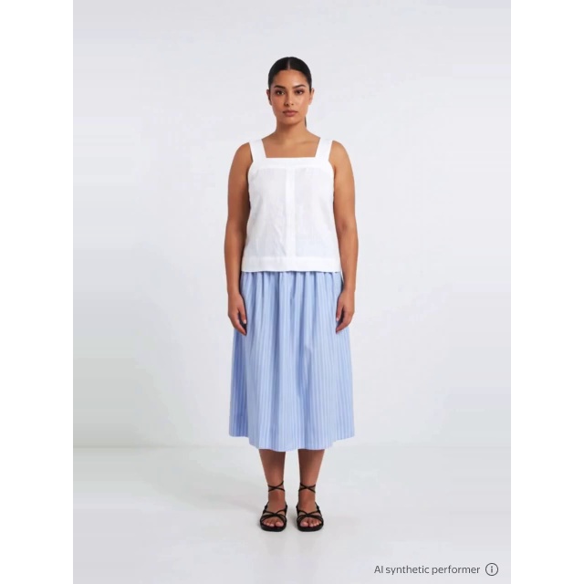 thumbnail enriched-apparel-video image 2 of Time and Tru Women's Smocked Waist Cotton Midi Skirt, Sizes XS-XXXL, 2 of 7