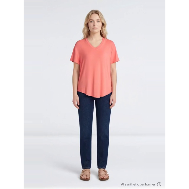 thumbnail enriched-apparel-video image 2 of Time and Tru Women's V-Neck Tunic Tee with Short Sleeves, Sizes XS-XXXL, 2 of 7