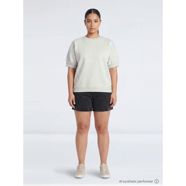 thumbnail enriched-apparel-video image 2 of Time and Tru Women's Fleece Sweatshirt with Short Puff Sleeves, Sizes XS-XXXL, 2 of 7