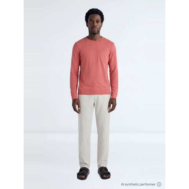 thumbnail enriched-apparel-video image 2 of George Men's and Big Men's Slub Pocket Crewneck Tee with Long Sleeves, Size XS-3XL, 2 of 6