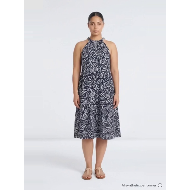 thumbnail enriched-apparel-video image 2 of Time and Tru Women's Braided Neck Midi Dress, Sizes XS-XXXL, 2 of 6