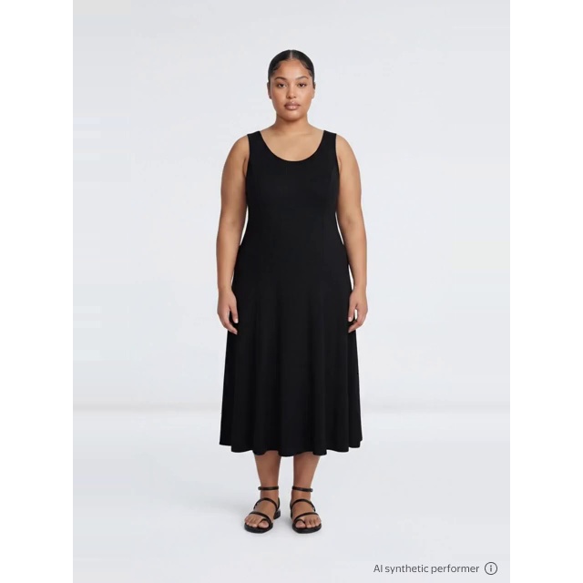 thumbnail enriched-apparel-video image 2 of Terra & Sky Women’s Plus Low Scoop Neck Tank Dress, Sizes 0X-5X, 2 of 5