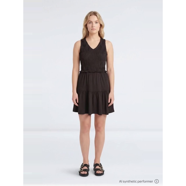 thumbnail enriched-apparel-video image 2 of Time and Tru Women's Smocked Sleeveless Mini Dress with Ruffle Trim, Sizes XS-XXXL, 2 of 7