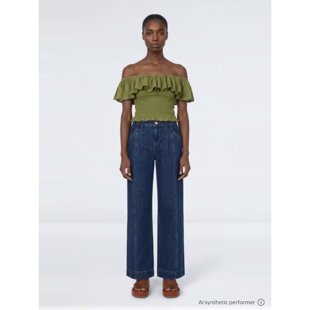 thumbnail enriched-apparel-video image 2 of Scoop Women’s and Women’s Plus Off-the-Shoulder Smocked Ruffle Cotton Top, Sizes XS-4X, 2 of 6