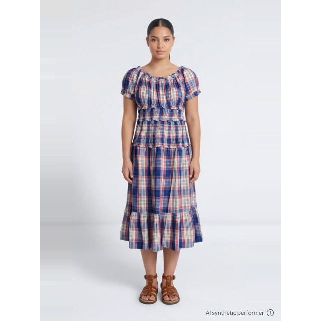 thumbnail enriched-apparel-video image 2 of Time and Tru Women's Smocked Cotton Peasant Midi Dress, Sizes XS-XXXL, 2 of 6