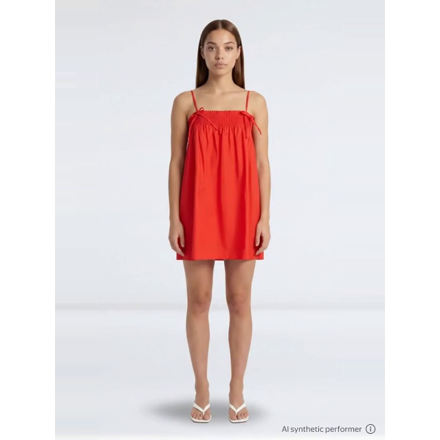 thumbnail enriched-apparel-video image 2 of No Boundaries Cotton Poplin Smocked Mini Dress with Tie Straps, Women's XXS-XXL, 2 of 6