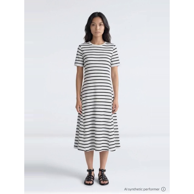 thumbnail enriched-apparel-video image 2 of Time and Tru Women's and Women's Plus Seamed Cotton Midi Dress, Sizes XS-4X, 2 of 6