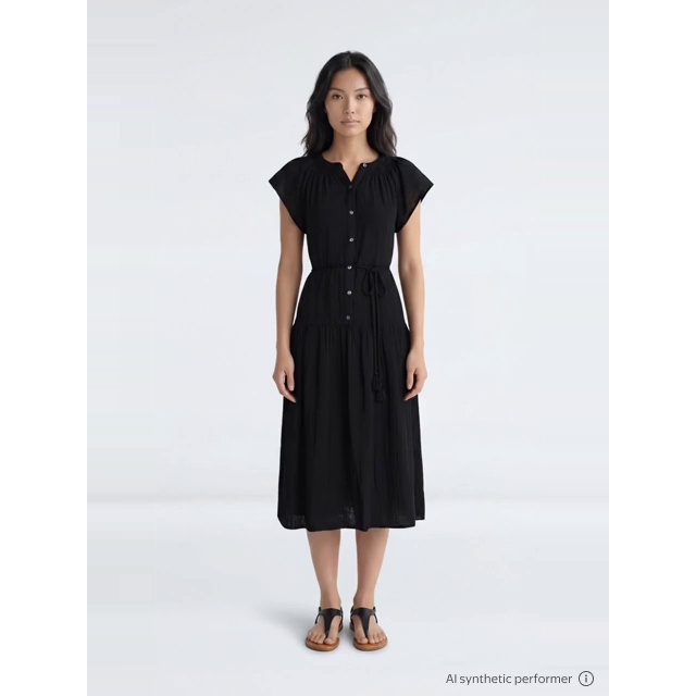 thumbnail enriched-apparel-video image 2 of Time and Tru Women's and Women's Plus Double Cloth Midi Dress, Sizes XS-4X, 2 of 6