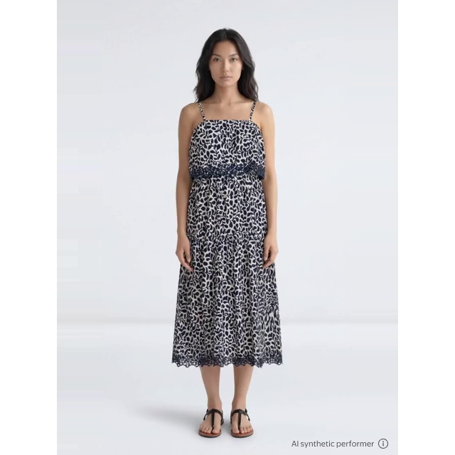 thumbnail enriched-apparel-video image 2 of Time and Tru Women's and Women's Plus Sleeveless Cotton Midi Dress with Eyelet Trim, Sizes XS-4X, 2 of 7