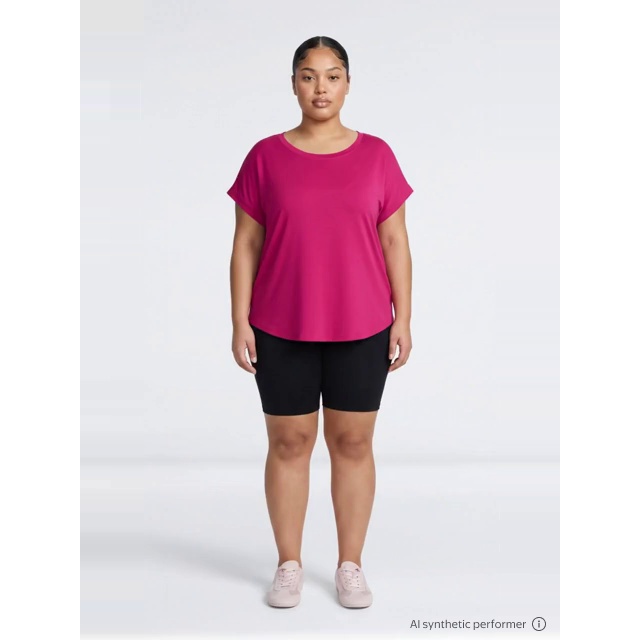 thumbnail enriched-apparel-video image 2 of Terra & Sky Women's Plus Short-Sleeve Tunic Tee, Dark Azalea, Sizes 0X-5X, 2 of 6