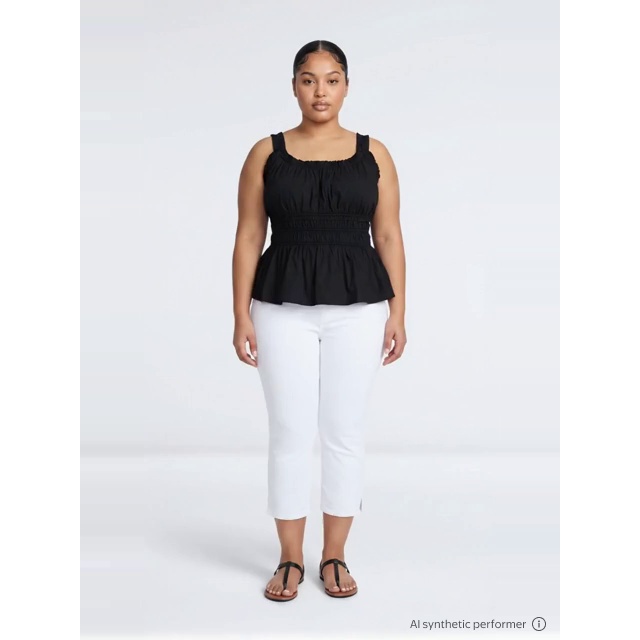 thumbnail enriched-apparel-video image 2 of Terra & Sky Women's Plus Sleeveless Smocked Peplum Tank Top, Sizes 0X to 5X, 2 of 6