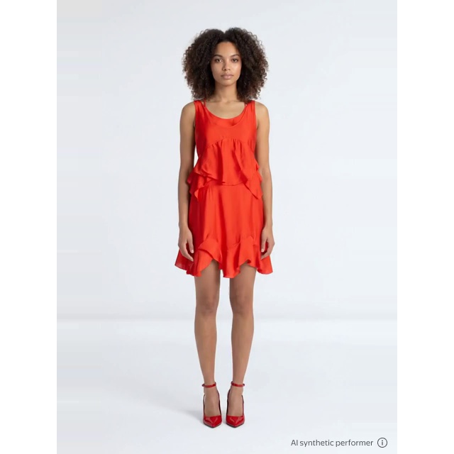 thumbnail enriched-apparel-video image 2 of Devil Wears Prada Scoop Collection Women’s and Women's Plus Mini Ruffle Tank Dress, Sizes XS-4X, 2 of 7