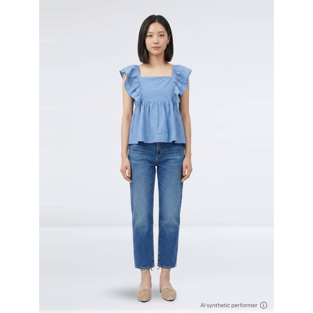 thumbnail enriched-apparel-video image 2 of Free Assembly Women's Square Neck Cotton Top with Flutter Sleeves, Sizes XS-XXL, 2 of 6