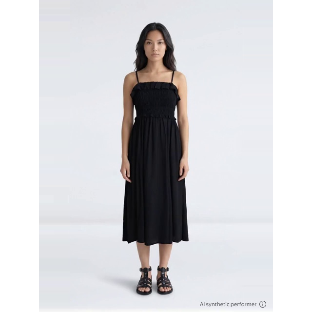 thumbnail enriched-apparel-video image 2 of Time and Tru Women's Sleeveless Smocked Midi Dress, Sizes XS-XXXL, 2 of 6