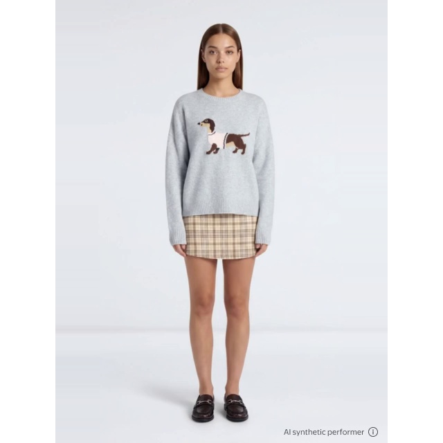 thumbnail enriched-apparel-video image 2 of No Boundaries Women's & Women's Plus Motif Sweater, Light Grey Heather, XXS-4X, 2 of 7