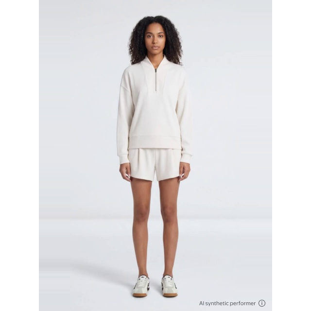 thumbnail enriched-apparel-video image 2 of Avia Women's Ottoman Ribbed Zip-Front Sweatshirt, Khaki Safari, 2 of 7