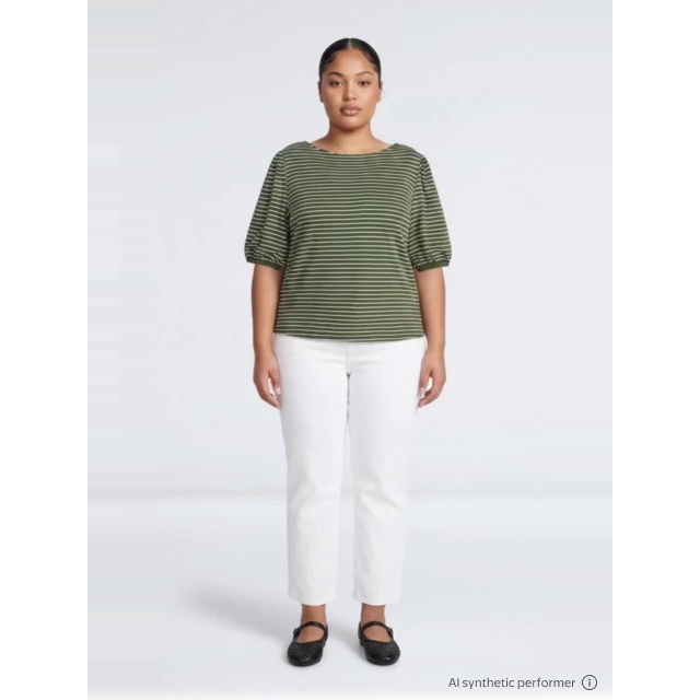 thumbnail enriched-apparel-video image 2 of Terra & Sky Women's Plus Dropped Shoulder Puff Sleeve T-Shirt, 2 of 6