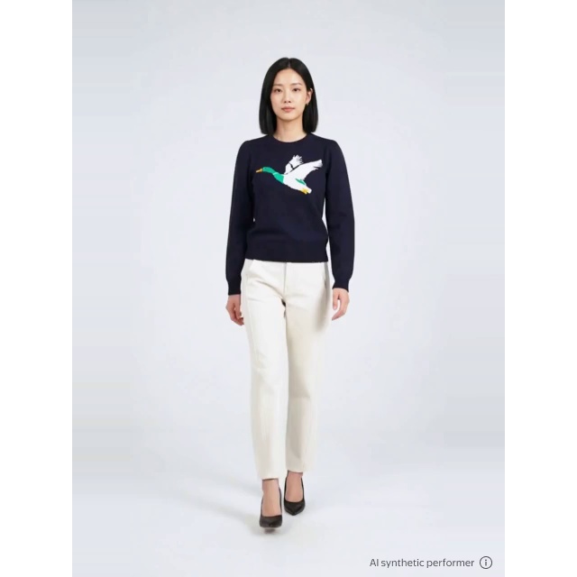 thumbnail enriched-apparel-video image 2 of Free Assembly Women's Plus Flying Duck Pullover Sweater, Long Puff Sleeves, Mid-Weight, Sizes XS-4X, 2 of 6