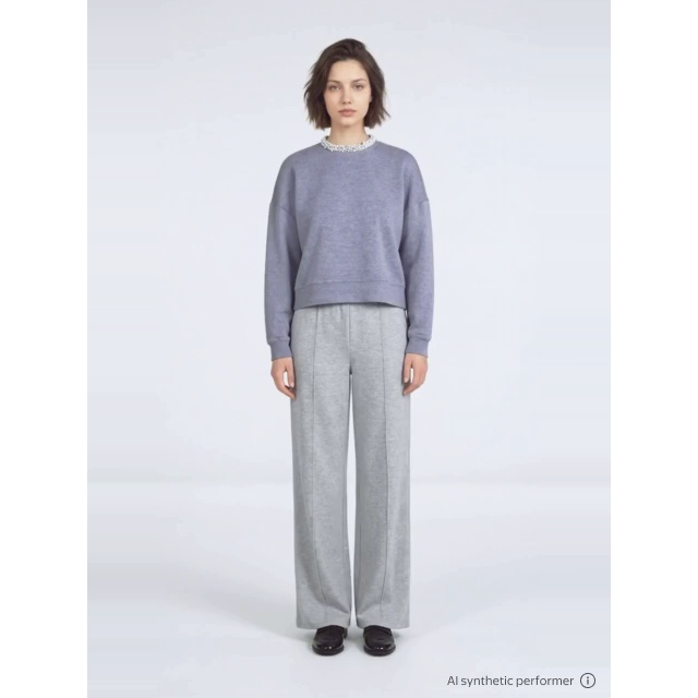 thumbnail enriched-apparel-video image 2 of Scoop Women's and Women's Plus Scubaknit Embellished Neck Sweatshirt, Sizes XS-4X, 2 of 6