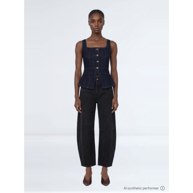 thumbnail enriched-apparel-video image 2 of Scoop Women's and Women's Plus Denim Corset Top, Sizes XS-4X, 2 of 7