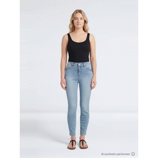 thumbnail enriched-apparel-video image 2 of Time and Tru Women's High Rise Skinny Jeans, 27", 29” Inseams, Sizes 2-22, 2 of 6