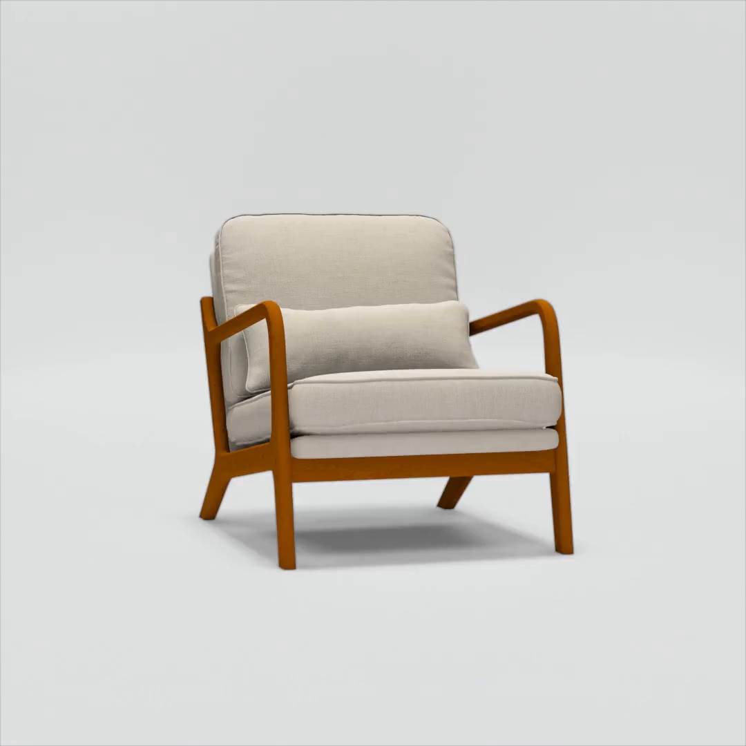 UBesGoo, Arm Chair, Linen Fabric Upholstered Beige - Walmart.com