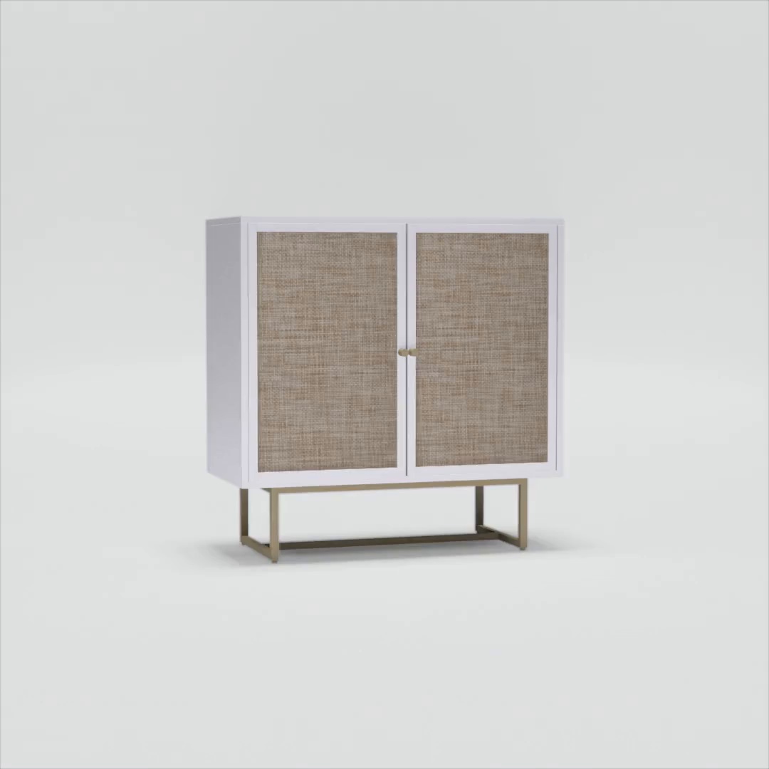 Nathan James Kova Natural Cane Rattan Doors Accent Cabinet with