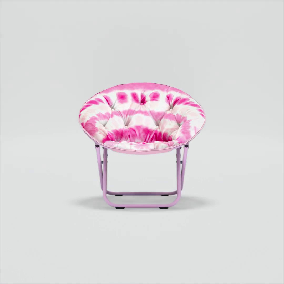Room Revival 30 Inch Pink Tie Dye Faux Fur Saucer Chair, Super