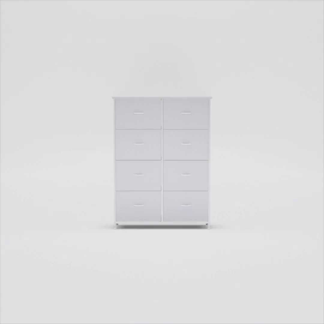 ZUNMOS 8 Drawer Fabric Dresser, White Chest Organizer Storage