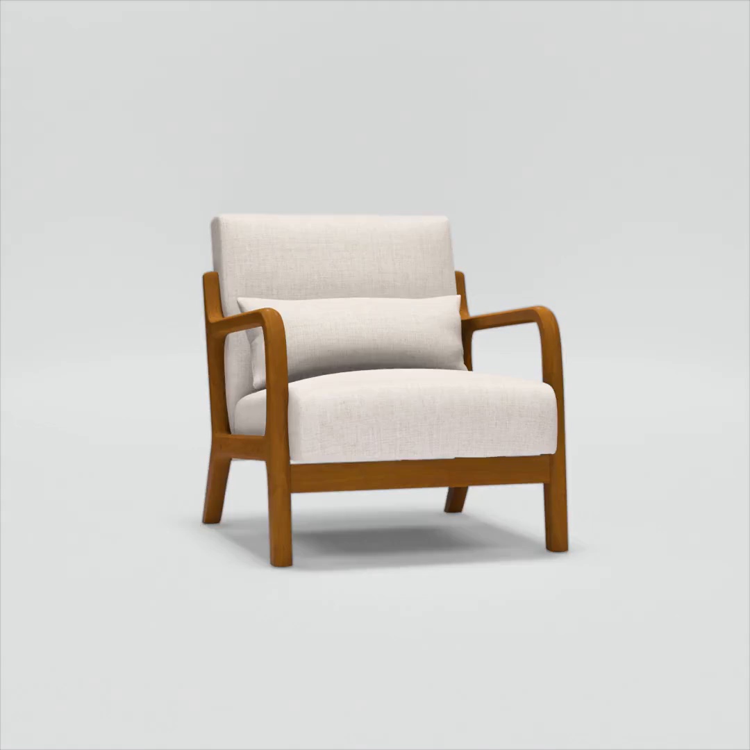 Free Shipping! Mainstays Wood Arm Accent Chair, Beige, Large Seat
