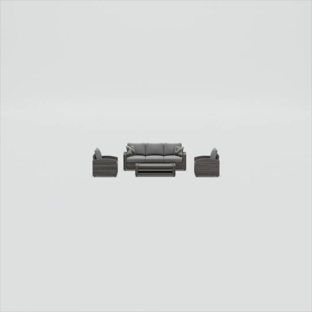 Ashley Furniture, Outdoor Sofa Set, Oasis Court Gray, 4-Piece
