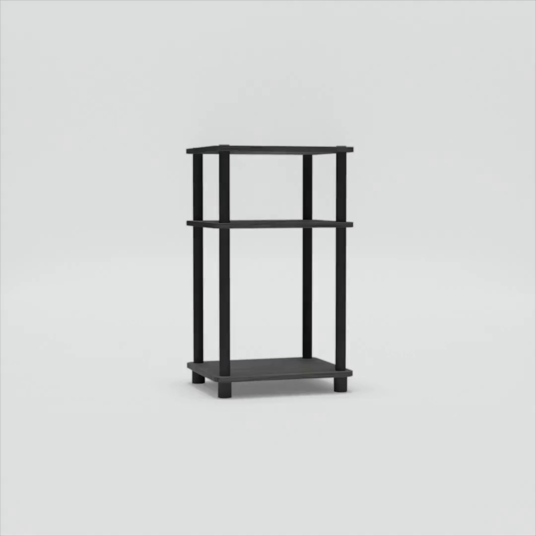 Furinno, End Table, 3-Tier Turn-N-Tube, French Oak Black - Walmart.com