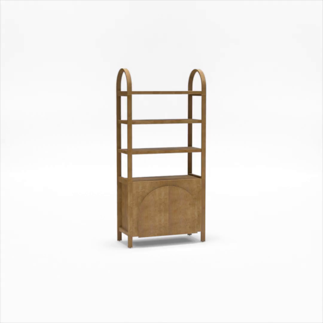 Nathan James Iris 3 Tier Bookshelf, Arched Bookcase Cabinet, Solid