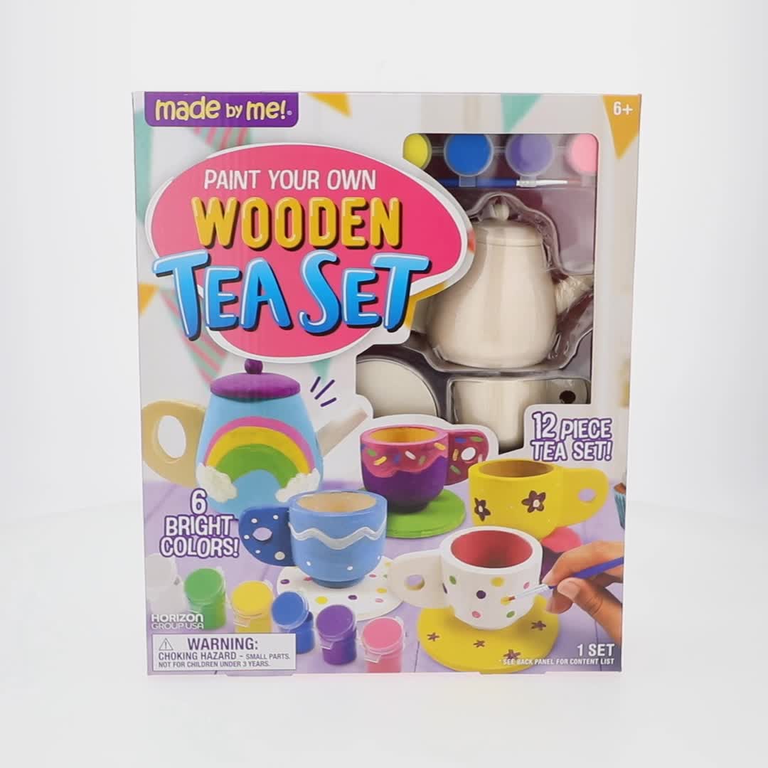 Made by Me Kids Toy - Paint Your Own Wooden Tea Set, 19 Pieces