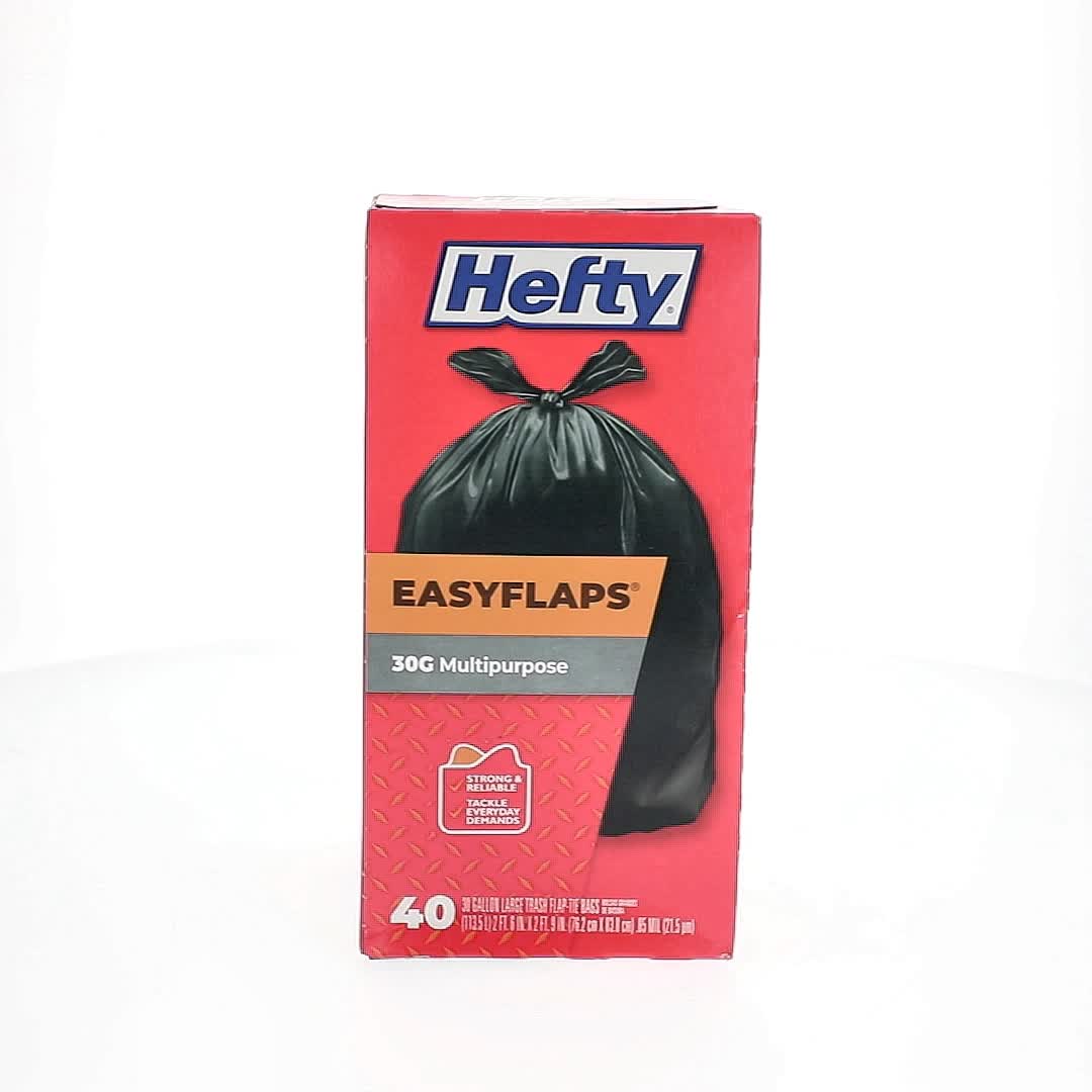 Hefty Easy Flaps Multipurpose Large Trash Bags, 30 Gallon, 40