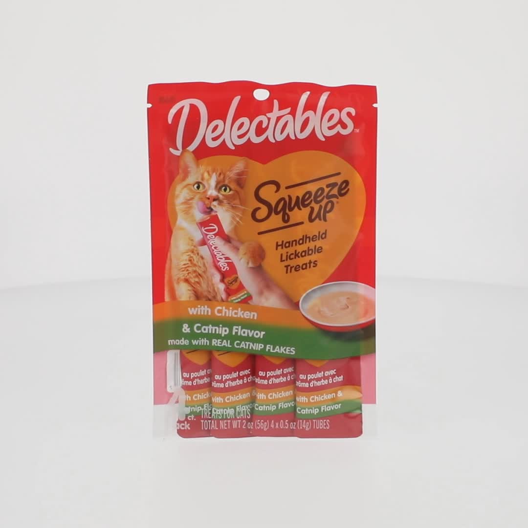 Delectables Lickable Cat Treats Squeeze Up Chicken with Catnip