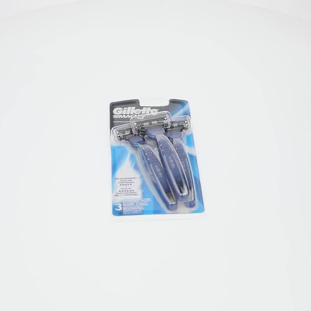Gillette Mach3 Men's Disposable Razors, 3 Count, Blue, 3 blades
