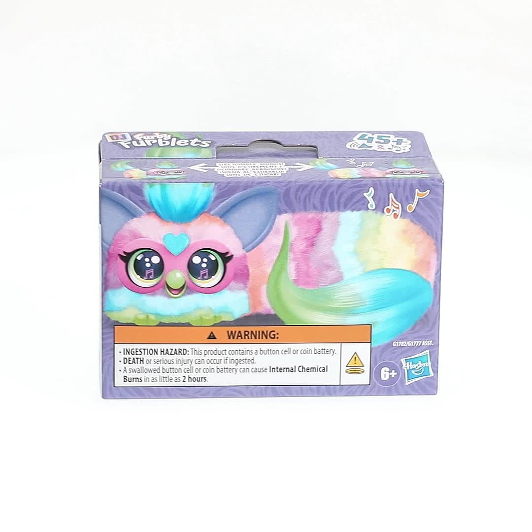 Furby, DJ Furblets Mini Plush Toy, Can-Dee-Swirl, Plays Music, 6