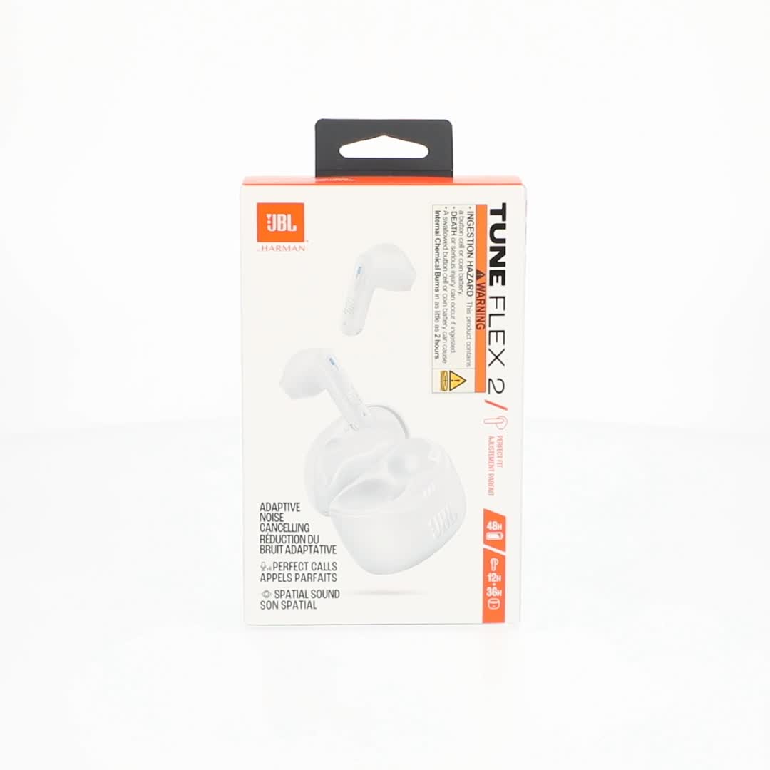 JBL, True Wireless Noise Cancelling Earbuds, Tune Flex 2, White