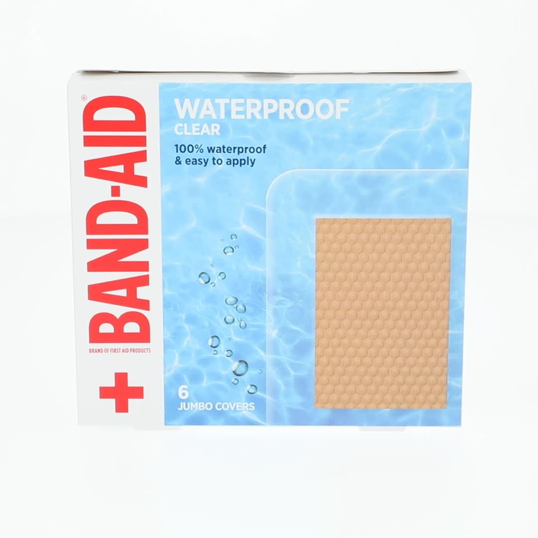 BAND-AID Brand Clear Waterproof Adhesive Bandages, Jumbo, 6 Count