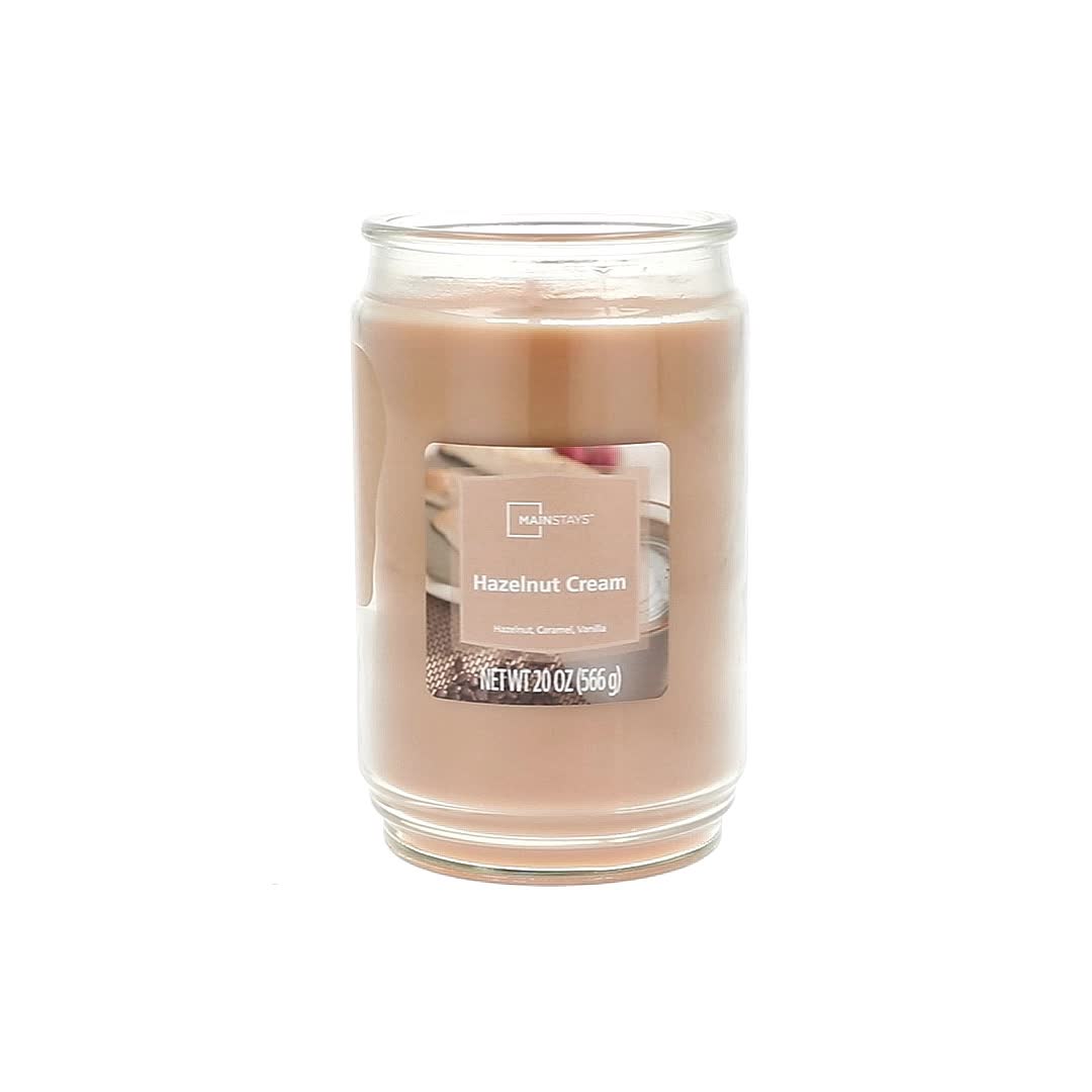 Mainstays Hazelnut Cream Scented Candle 20oz Glass Jar with Single